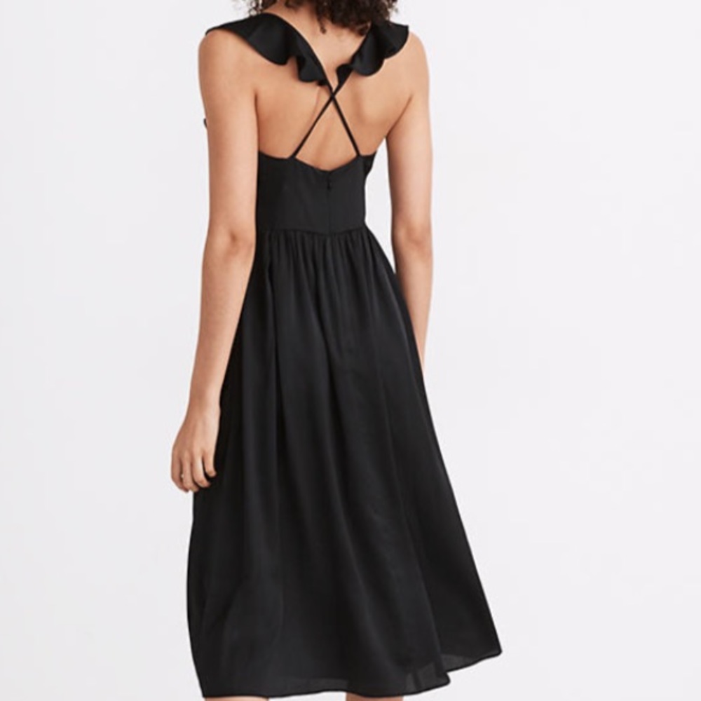 Madewell Ruffle-Front Cross-Back Midi Dress - Picture 2 of 2